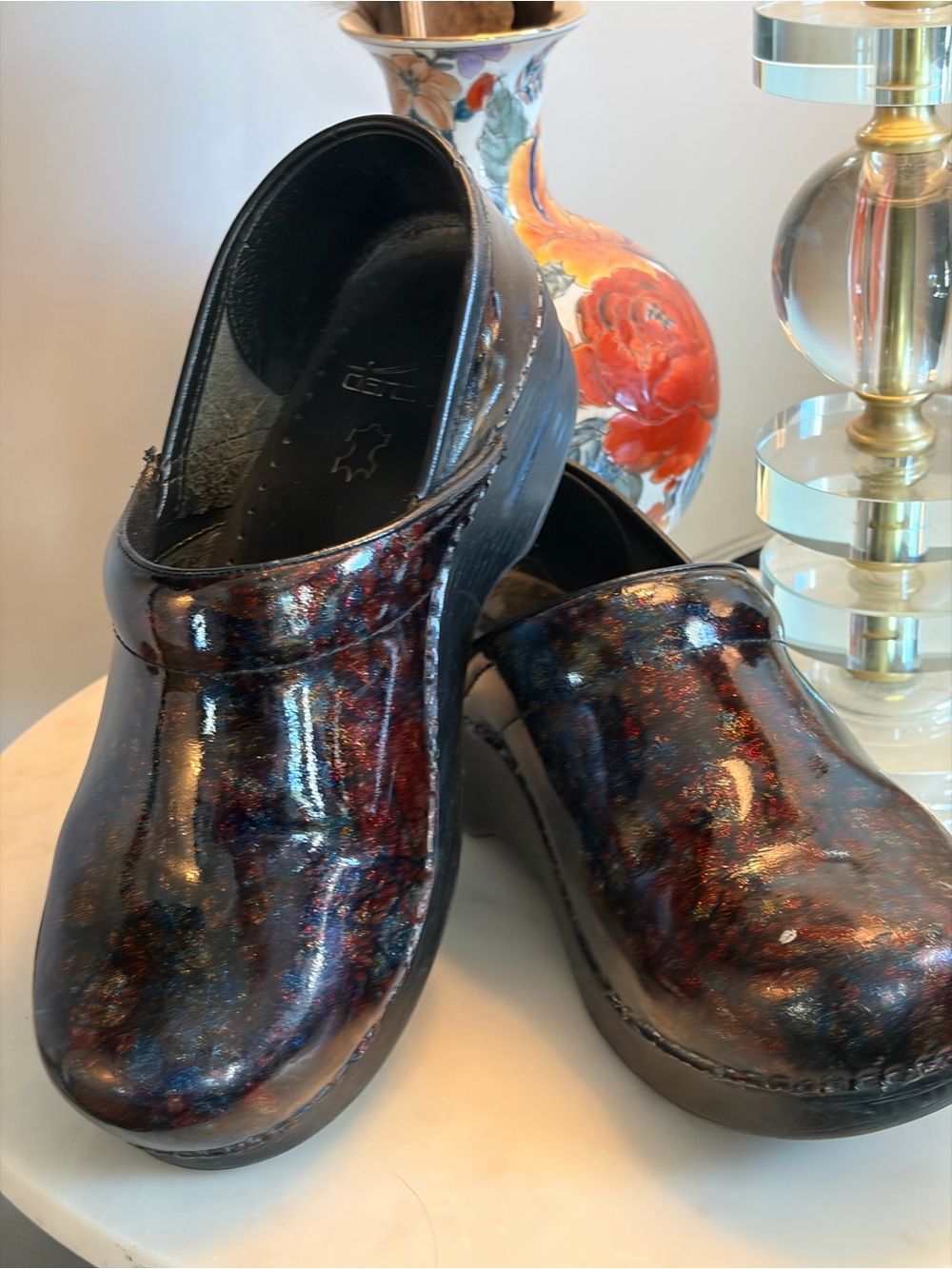 DANSKO - Slip-On Leather Clogs in Multicolor Metallic Finish